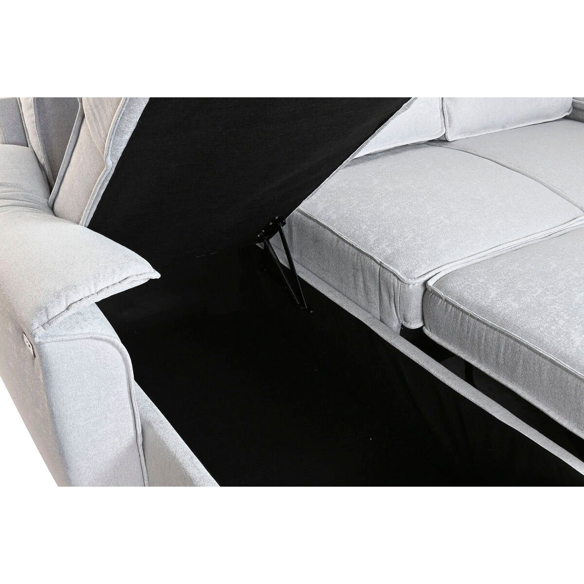 Sofá cama de poliéster gris claro, 220 x 153 x 88 cm — imagen 7