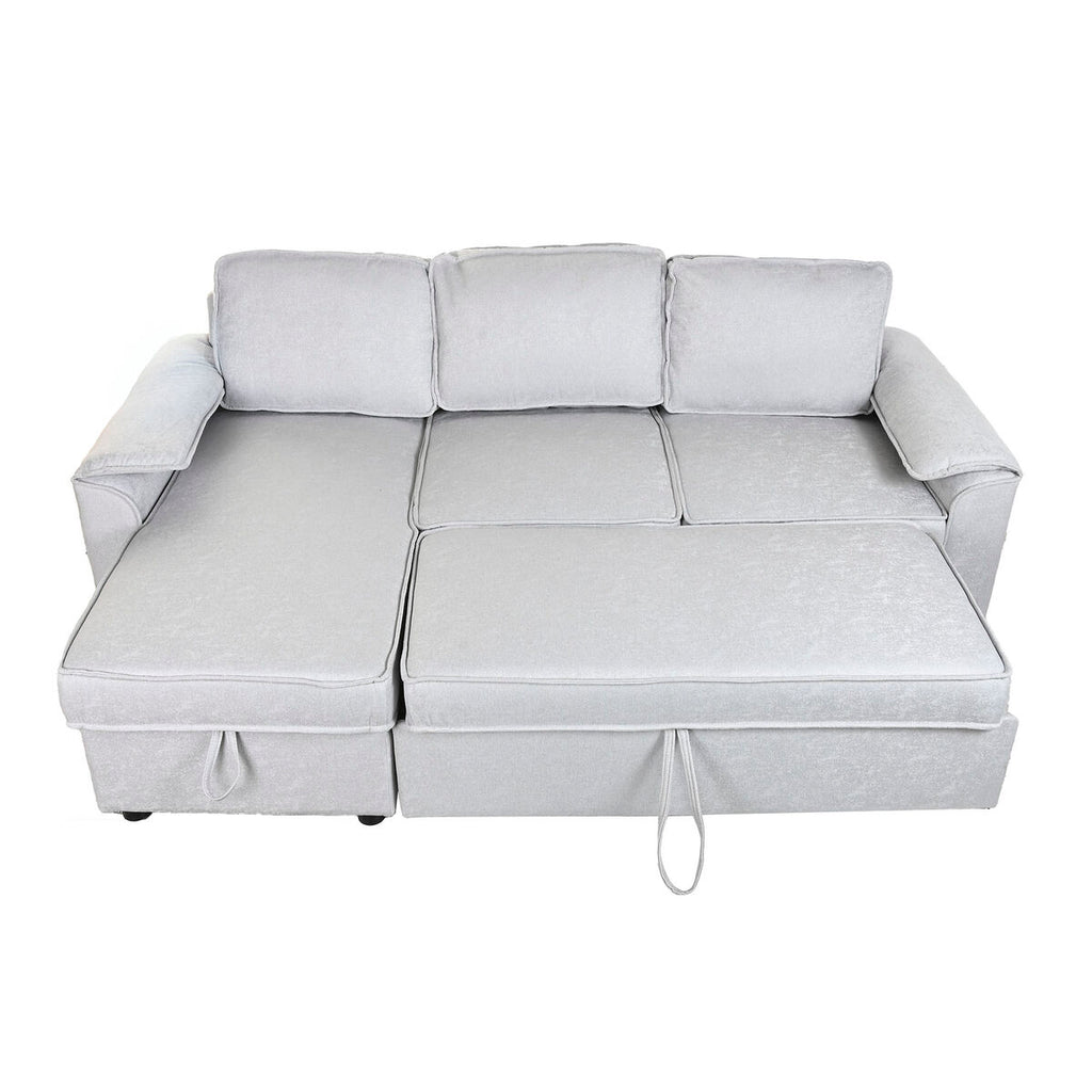 Sofá cama de poliéster gris claro, 220 x 153 x 88 cm — imagen 9