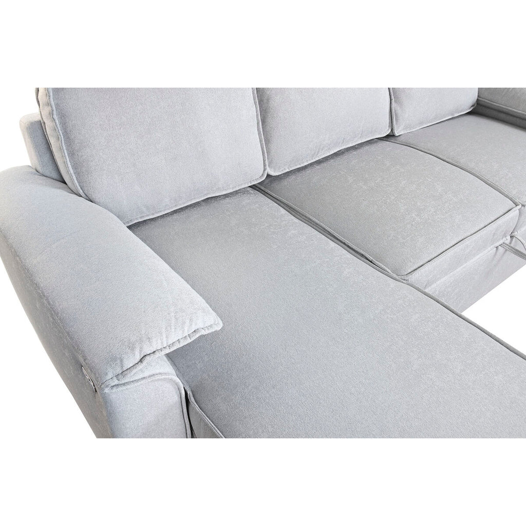 Sofá cama de poliéster gris claro, 220 x 153 x 88 cm — imagen 10
