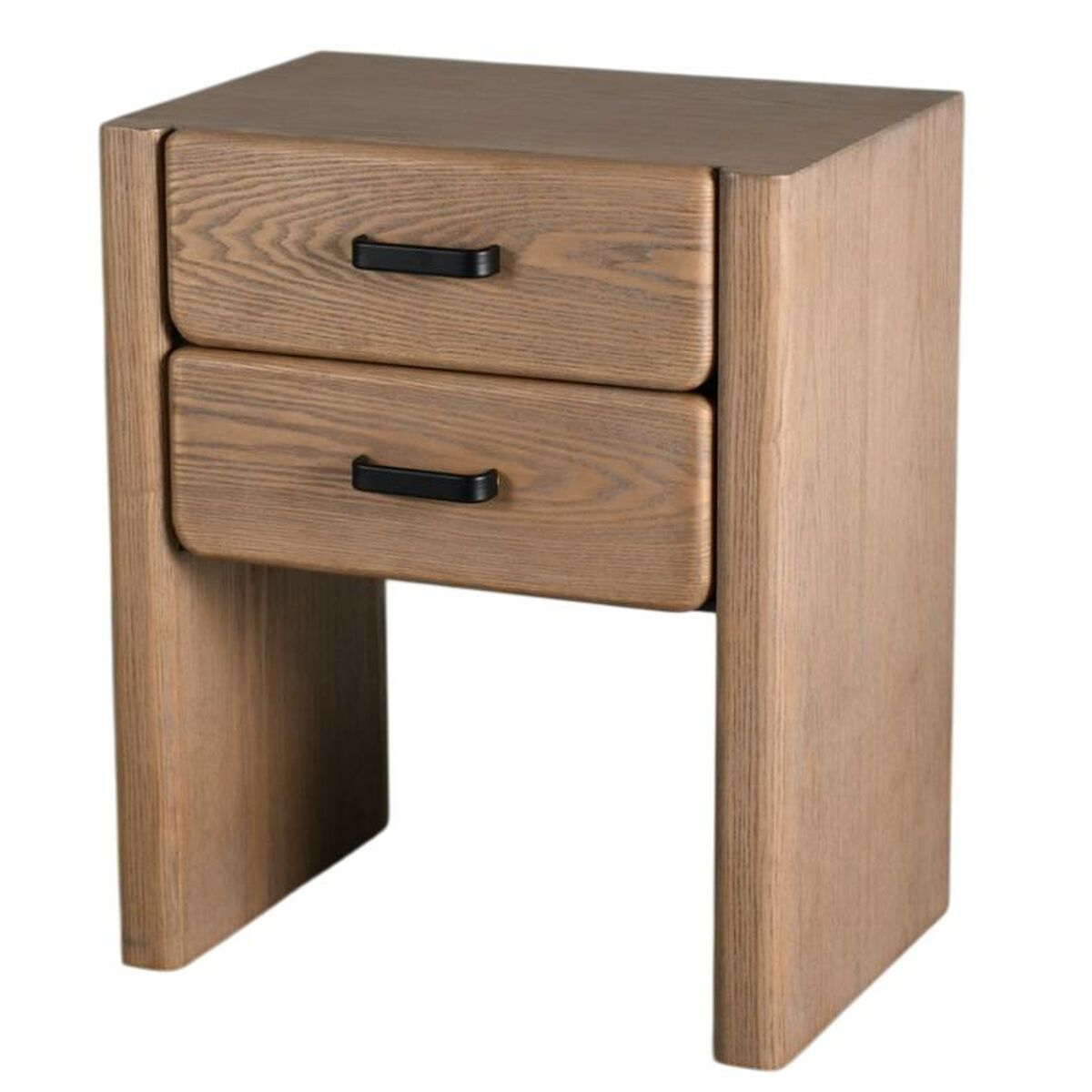 Mesita de noche rectangular de metal y abeto, marrón