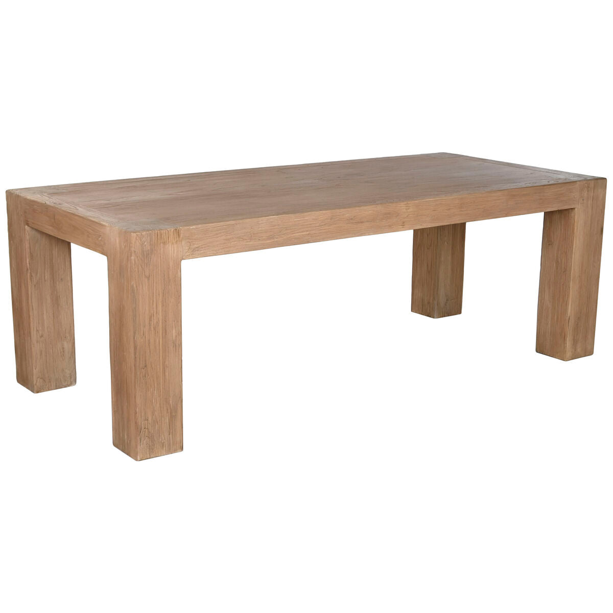 Mesa de comedor natural de madera de olmo, 220 x 100 x 76 cm