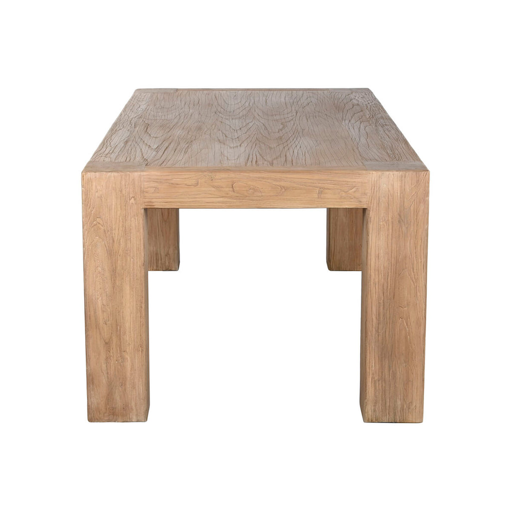 Mesa de comedor natural de madera de olmo, 220 x 100 x 76 cm — imagen 2