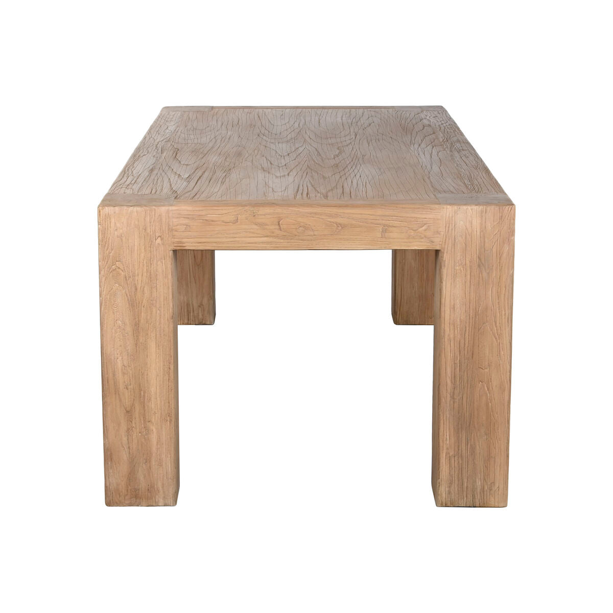 Mesa de comedor natural de madera de olmo, 220 x 100 x 76 cm — imagen 2
