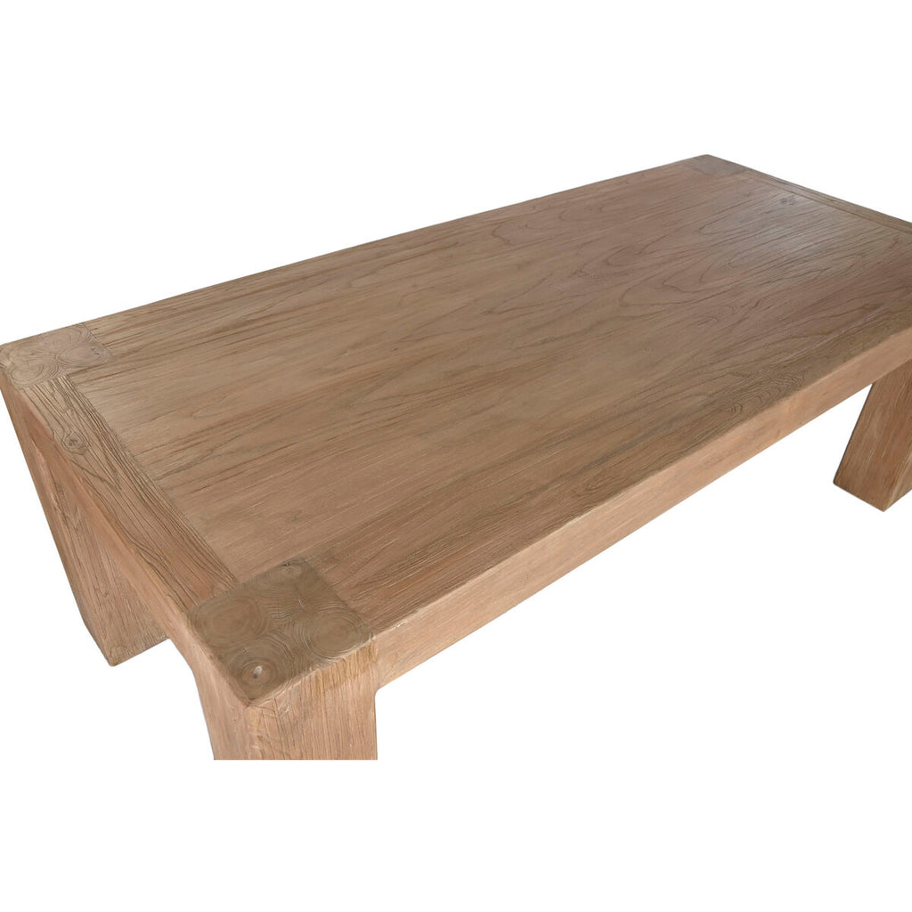 Mesa de comedor natural de madera de olmo, 220 x 100 x 76 cm — imagen 3