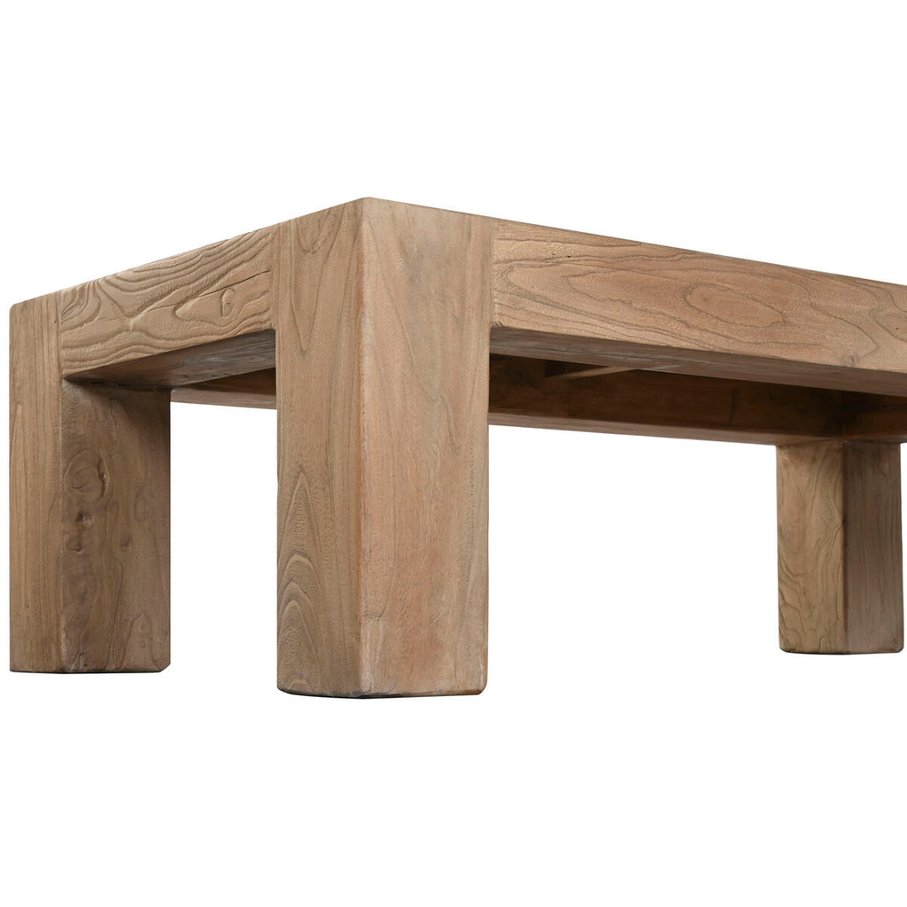 Mesa de centro rectangular de madera de olmo, 140 x 70 x 42 cm — imagen 5