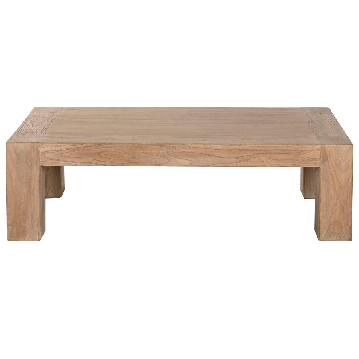 Mesa de centro rectangular de madera de olmo, 140 x 70 x 42 cm