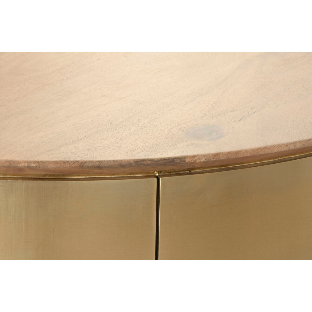 Mesa de centro redonda de latón y madera de mango — imagen 4