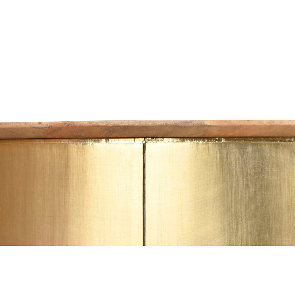 Mesa de centro redonda de latón y madera de mango — imagen 5