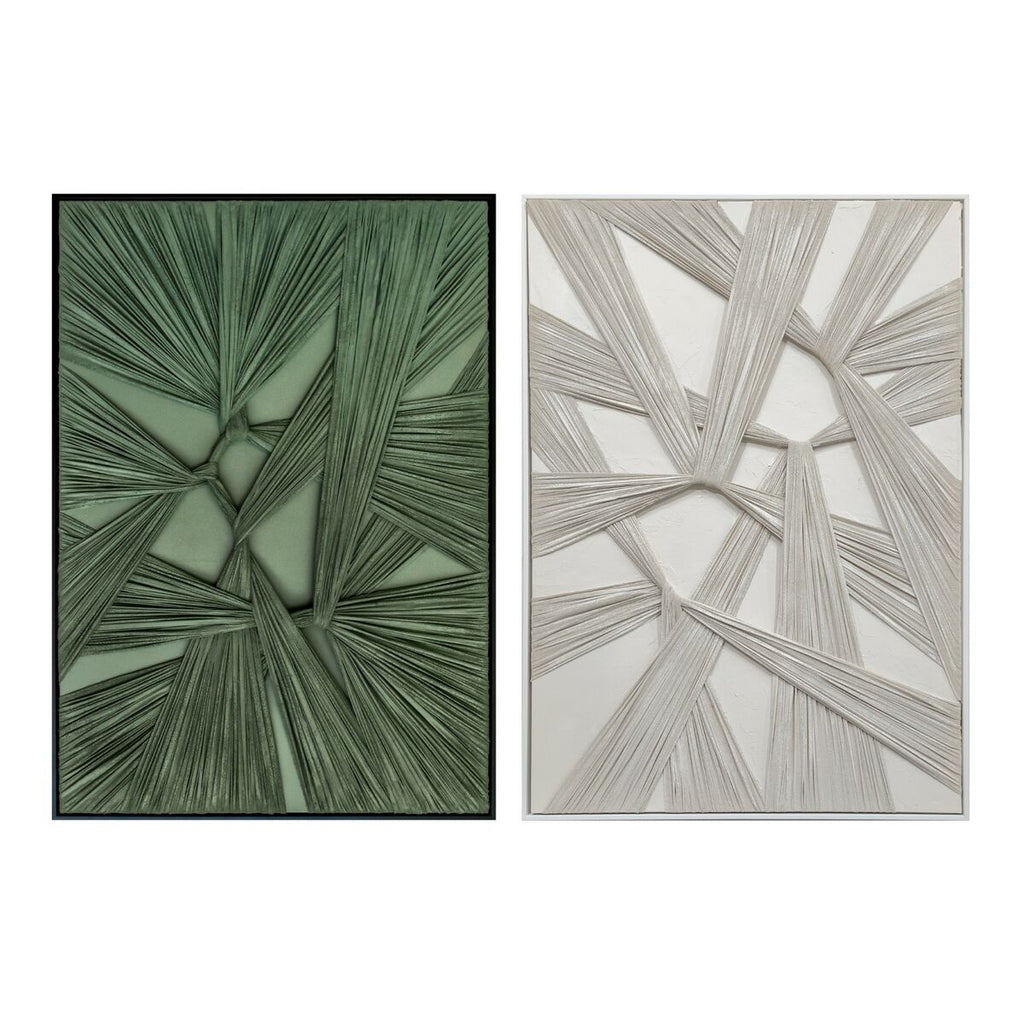 Lienzo con relieve de yeso en verde y beige