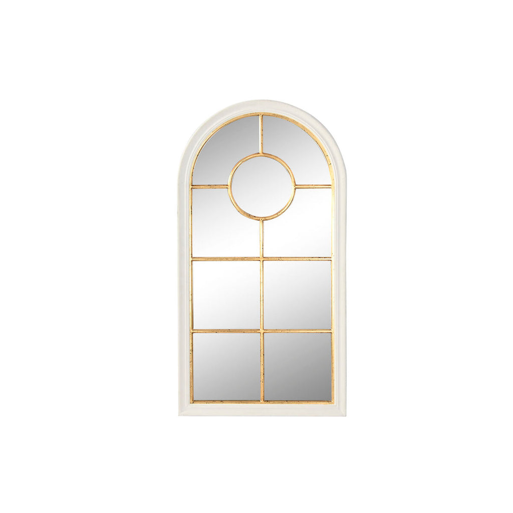 Espejo de pared rectangular tipo ventana, blanco y dorado