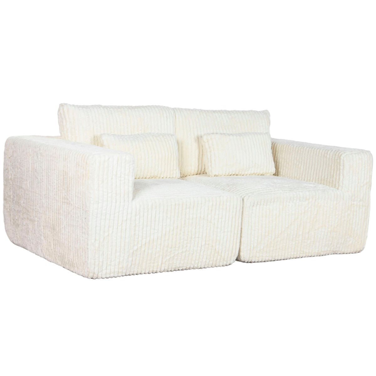 Sofá de poliéster en crema, estilo scandi, 220 x 158 x 91 cm