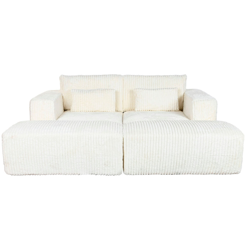 Sofá de poliéster en crema, estilo scandi, 220 x 158 x 91 cm — imagen 8
