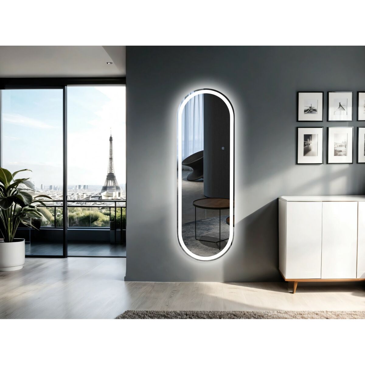 Espejo de pared LED con botón táctil, 50 x 150 cm — imagen 3