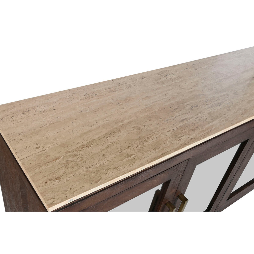 Aparador moderno de mármol y madera de mango, 180 x 40 x 85 cm — imagen 4