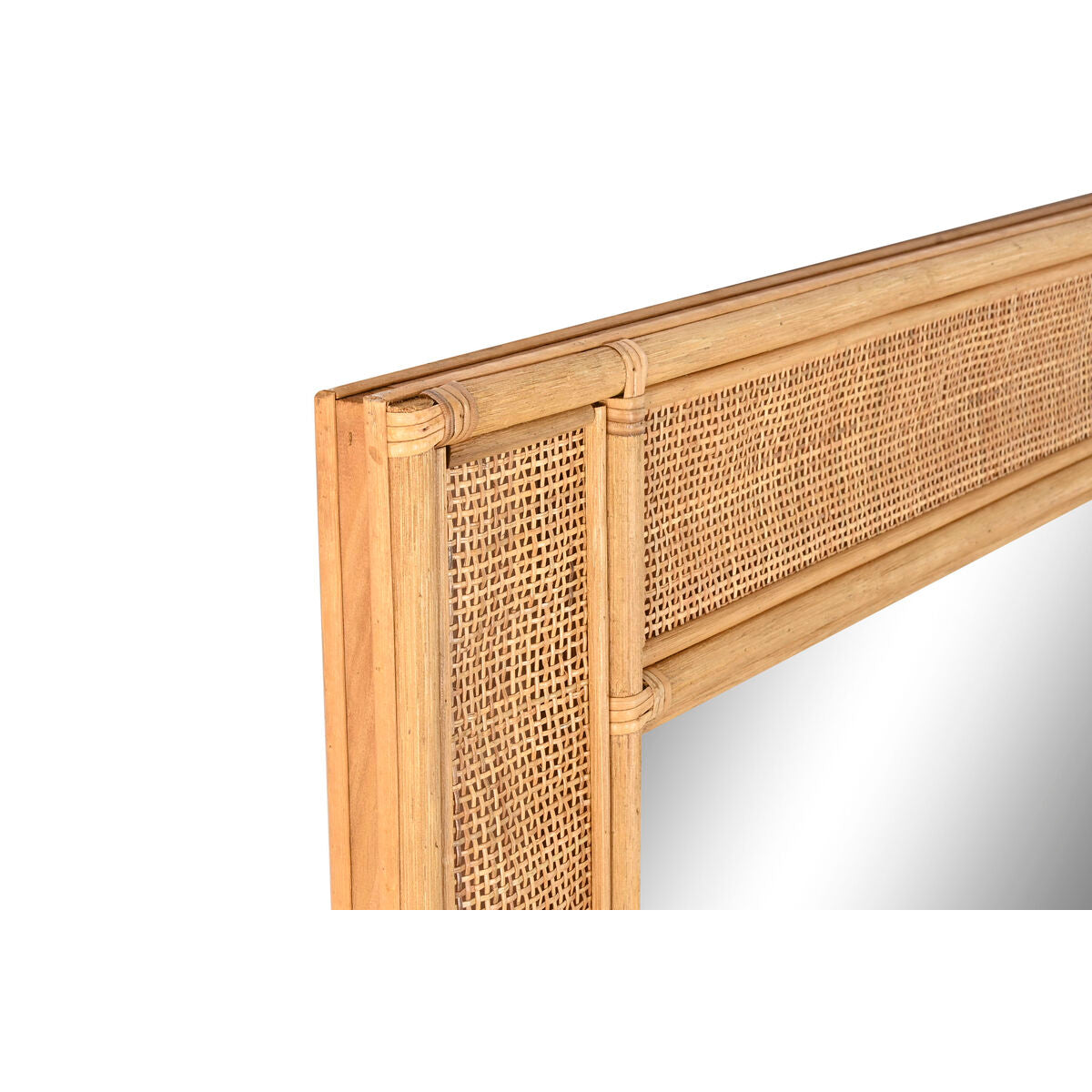 Espejo de pared tropical marrón claro de ratán, 180 cm de alto
