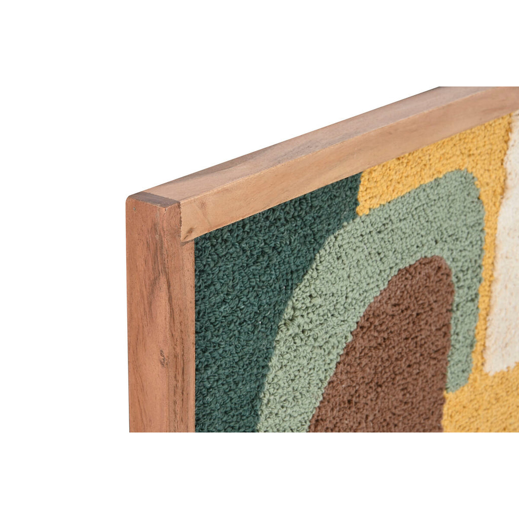 Cuadro de algodón y madera de acacia en verde y mostaza — imagen 2