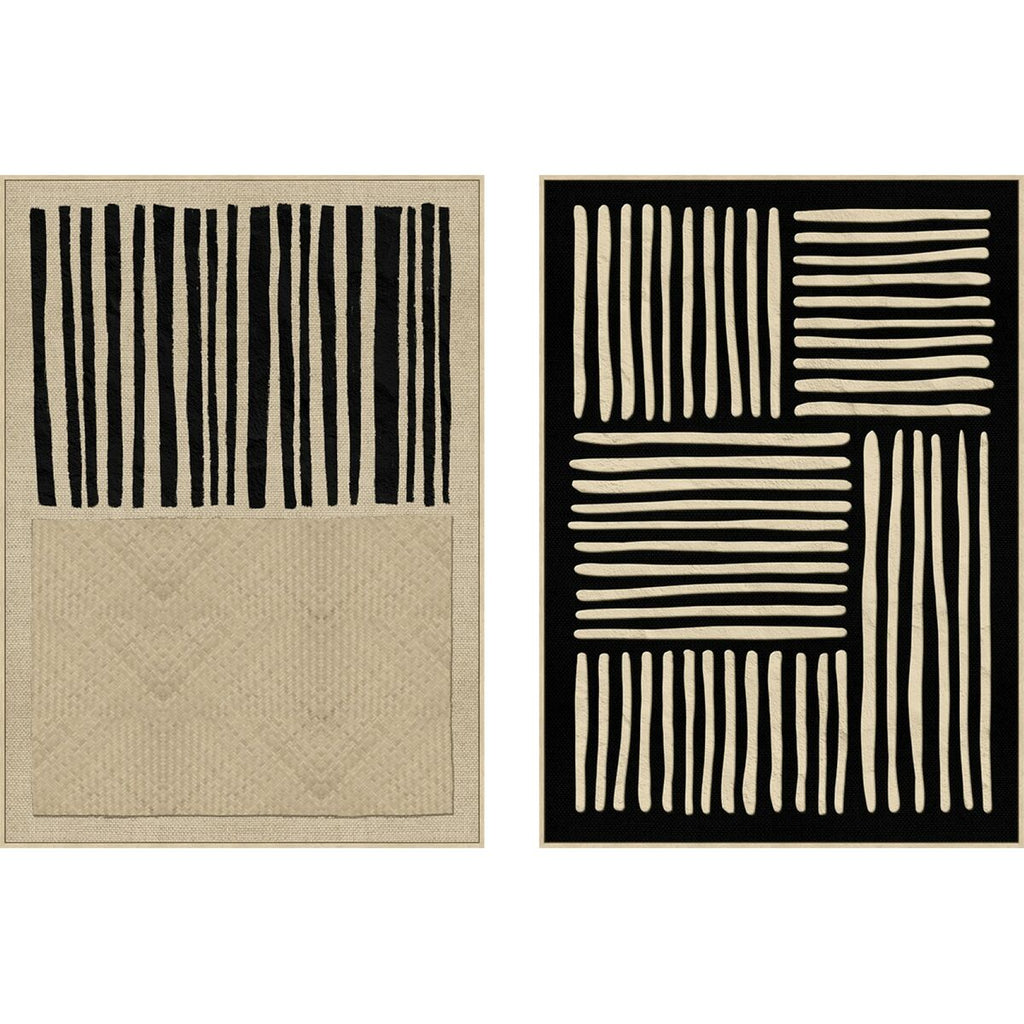 Cuadro urbano pintado a mano, negro y beige, 103 x 4,5 x 143 cm