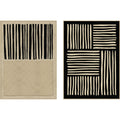 Cuadro urbano pintado a mano, negro y beige, 103 x 4,5 x 143 cm