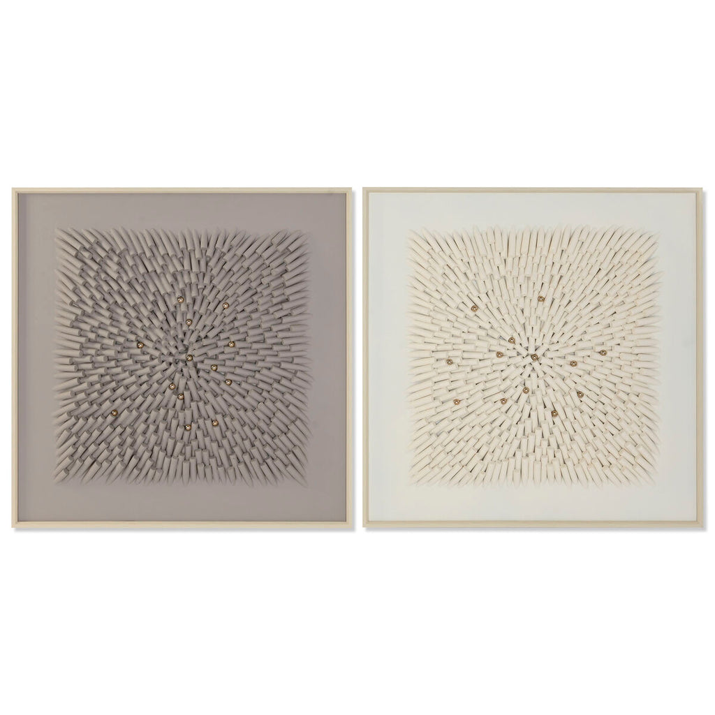 Cuadro de lienzo 3D en beige y gris, diseño abstracto