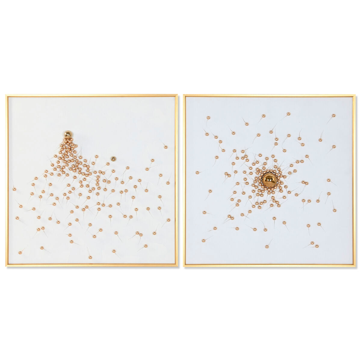 Cuadro lienzo 3D en poliestireno, blanco y dorado, 100 x 100 cm