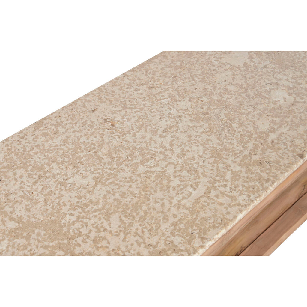 Mesa de centro de mármol y madera reciclada, marrón, 120 x 60 x 40 cm — imagen 4