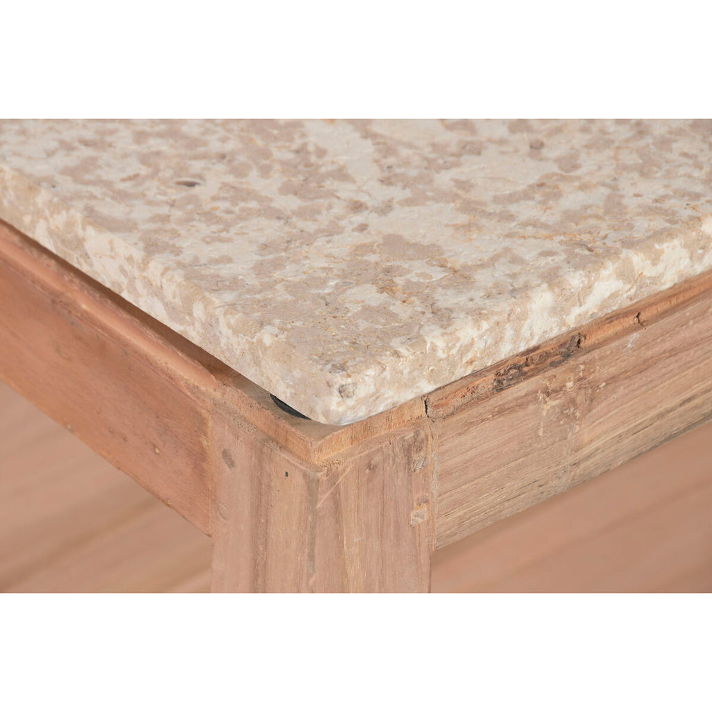 Mesa de centro de mármol y madera reciclada, marrón, 120 x 60 x 40 cm — imagen 6