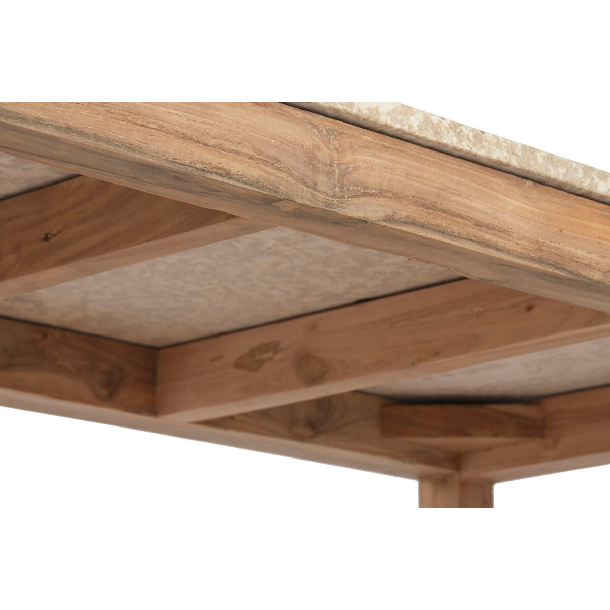 Mesa de centro de mármol y madera reciclada, marrón, 120 x 60 x 40 cm — imagen 9