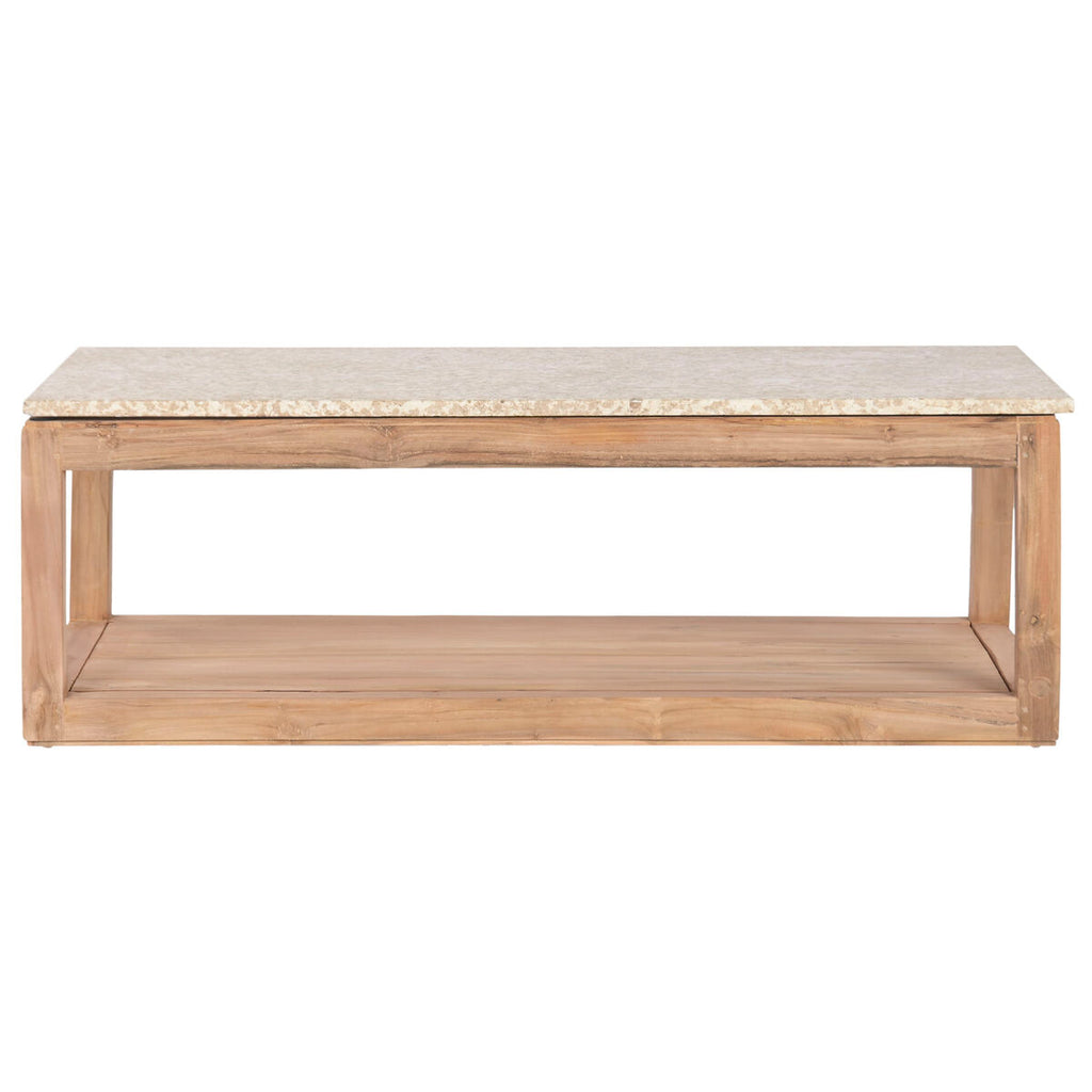 Mesa de centro de mármol y madera reciclada, marrón, 120 x 60 x 40 cm — imagen 10