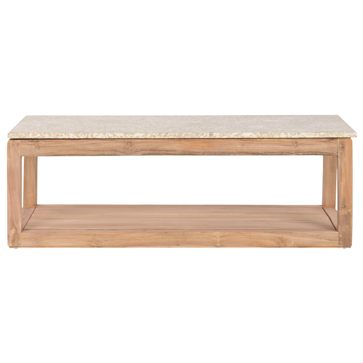 Mesa de centro de mármol y madera reciclada, marrón, 120 x 60 x 40 cm — imagen 10