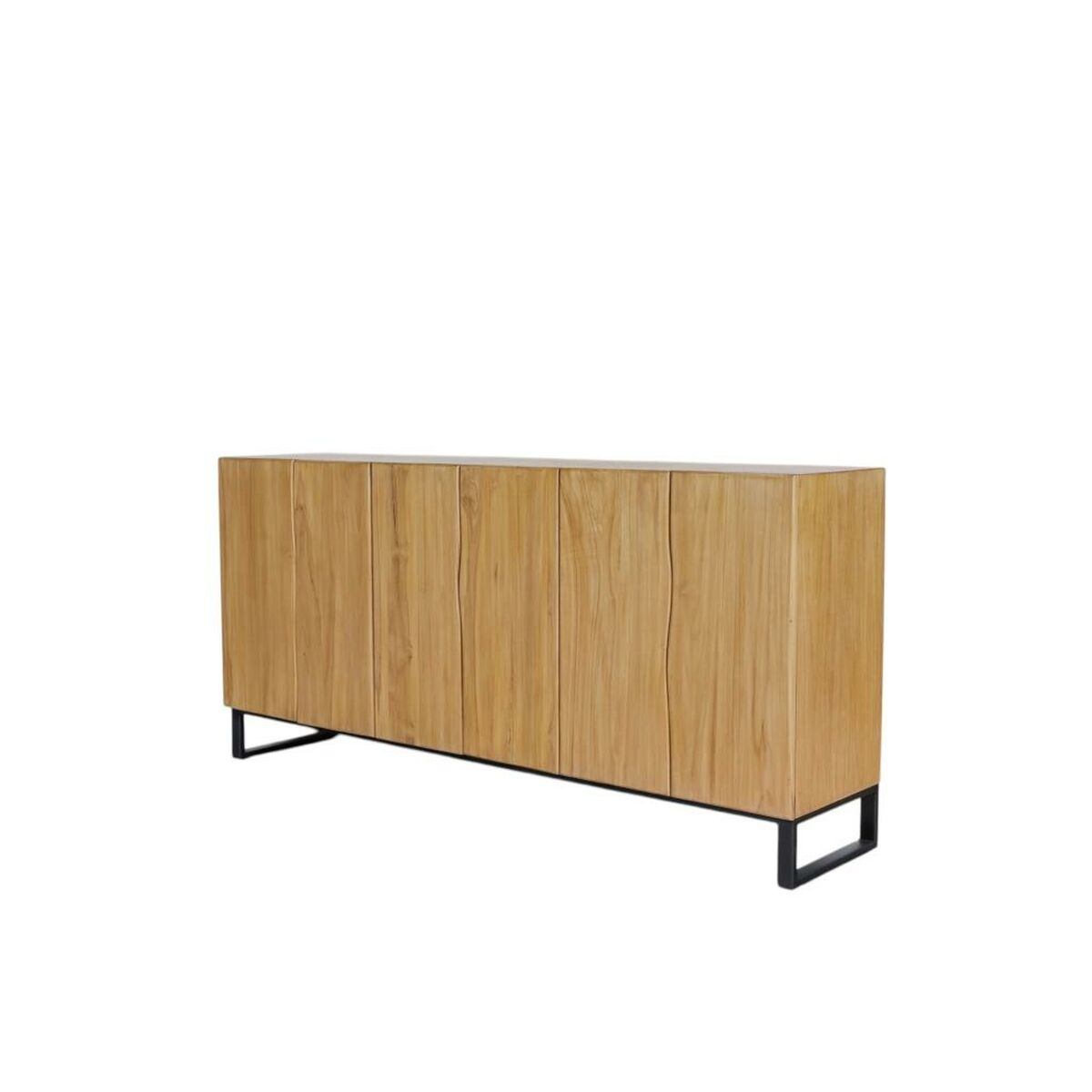 Aparador tropical de metal y teca, 6 puertas, 180 x 40 x 85 cm