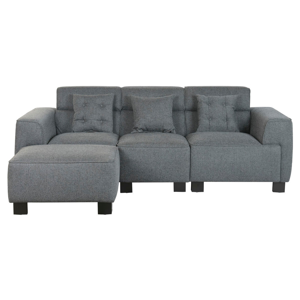 Sofá modular tapizado en poliéster gris oscuro