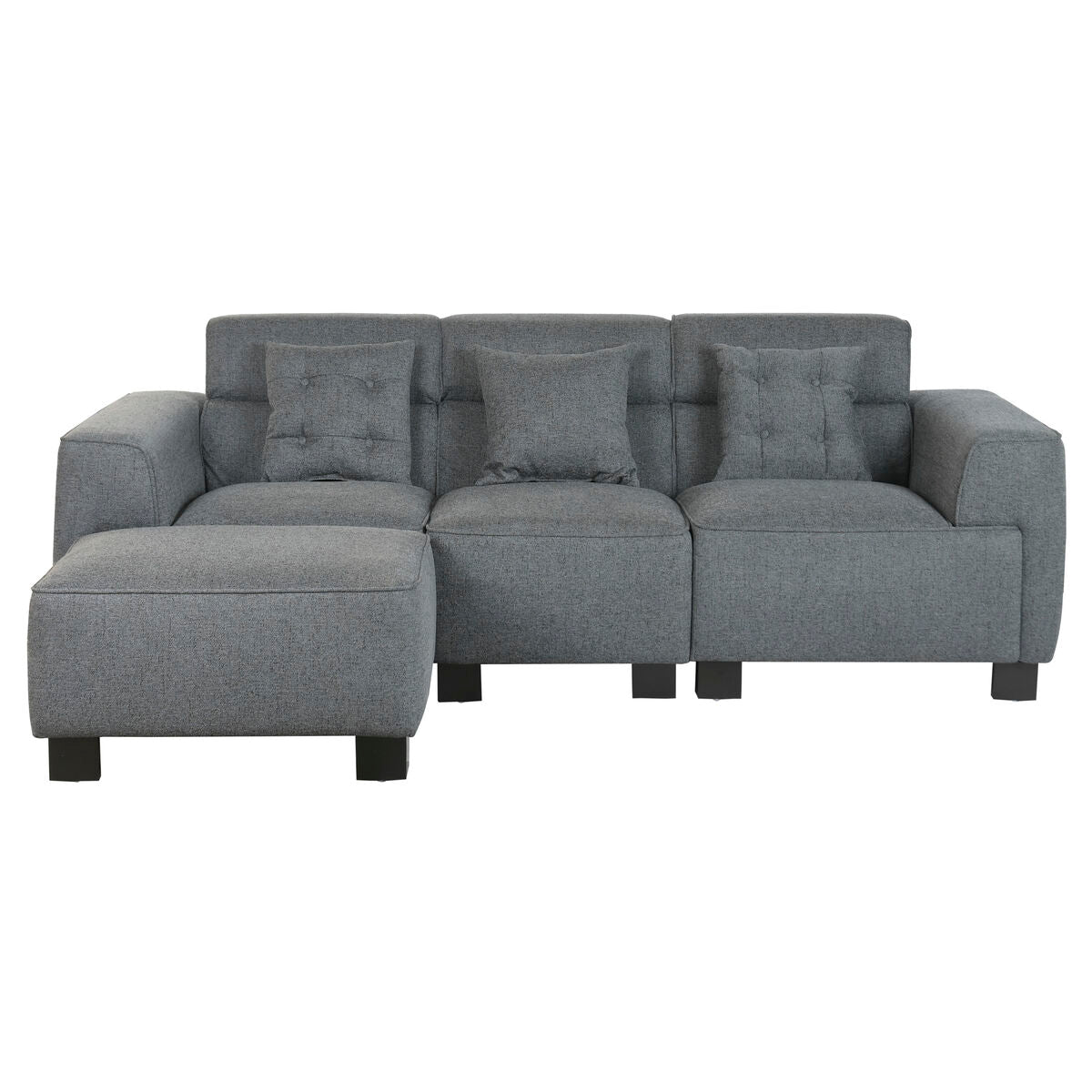 Sofá modular tapizado en poliéster gris oscuro