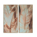 Cuadro glamour hojas marrón y dorado, 80 x 3,5 x 160 cm