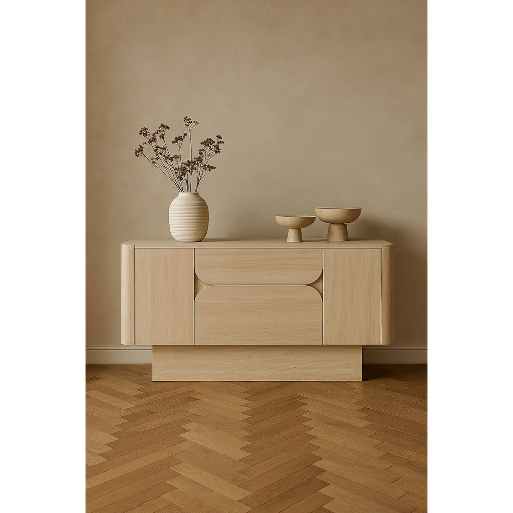 Aparador de madera beige, 2 puertas y 2 cajones, 162,6 cm — imagen 2