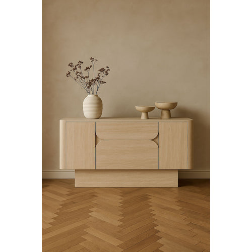 Aparador de madera beige, 2 puertas y 2 cajones, 162,6 cm — imagen 2