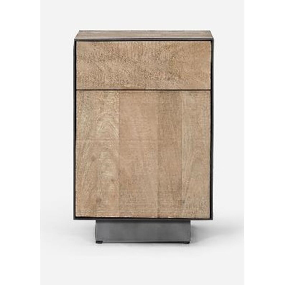 Mesita de noche de metal y madera de mango