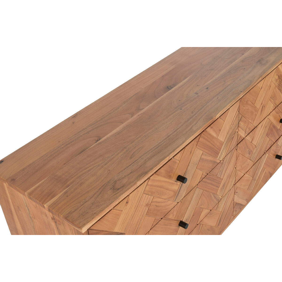 Cajonera moderna de metal y acacia, 150 x 40 x 76 cm — imagen 4