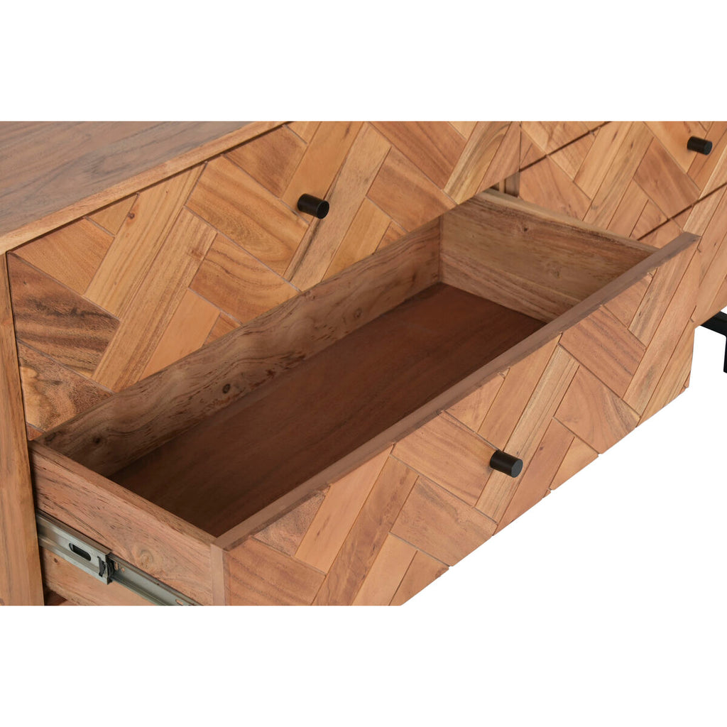 Cajonera moderna de metal y acacia, 150 x 40 x 76 cm — imagen 7