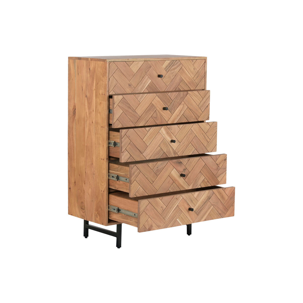 Cajonera moderna de metal y acacia, 80 x 40 x 115 cm — imagen 4