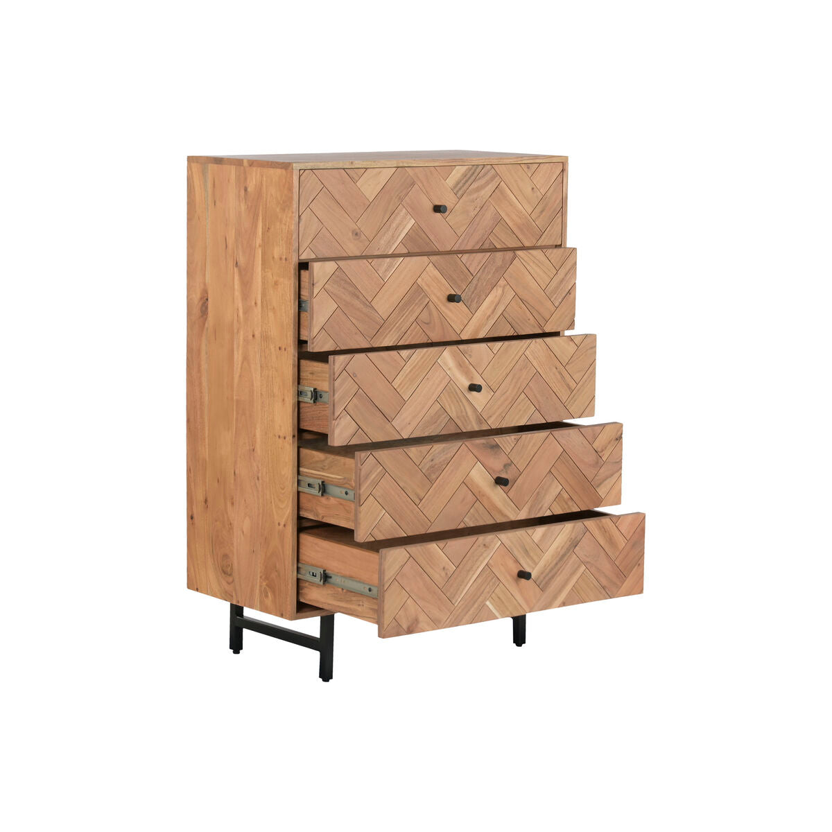 Cajonera moderna de metal y acacia, 80 x 40 x 115 cm — imagen 4