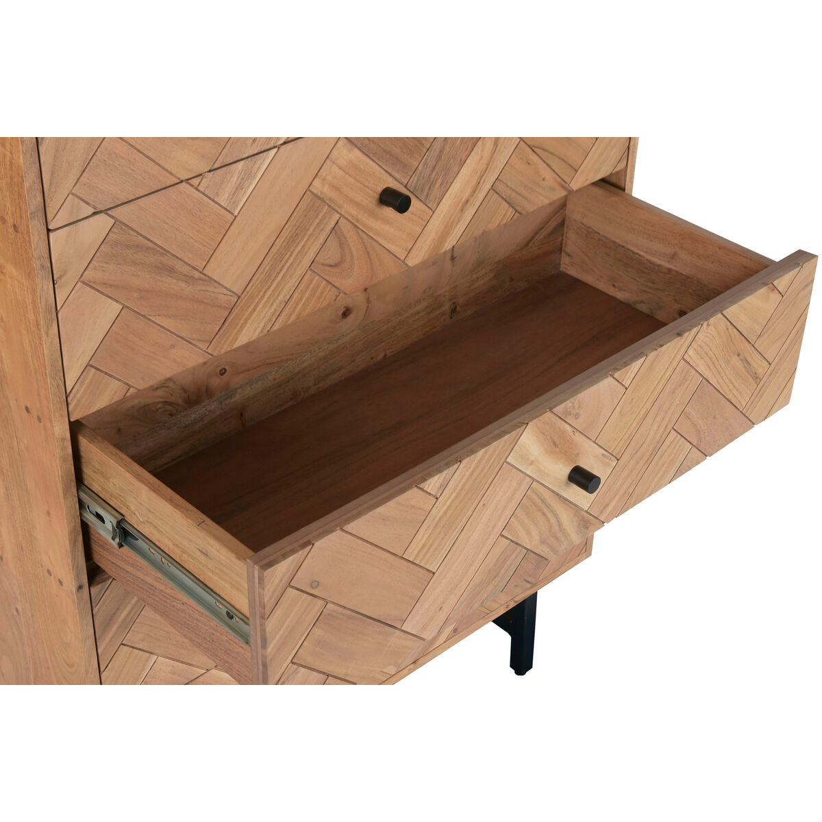 Cajonera moderna de metal y acacia, 80 x 40 x 115 cm — imagen 8