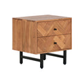 Mesita de noche moderna de metal y madera de acacia