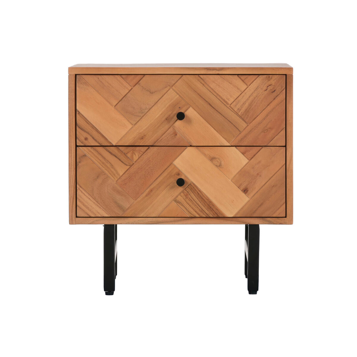 Mesita de noche moderna de metal y madera de acacia — imagen 3