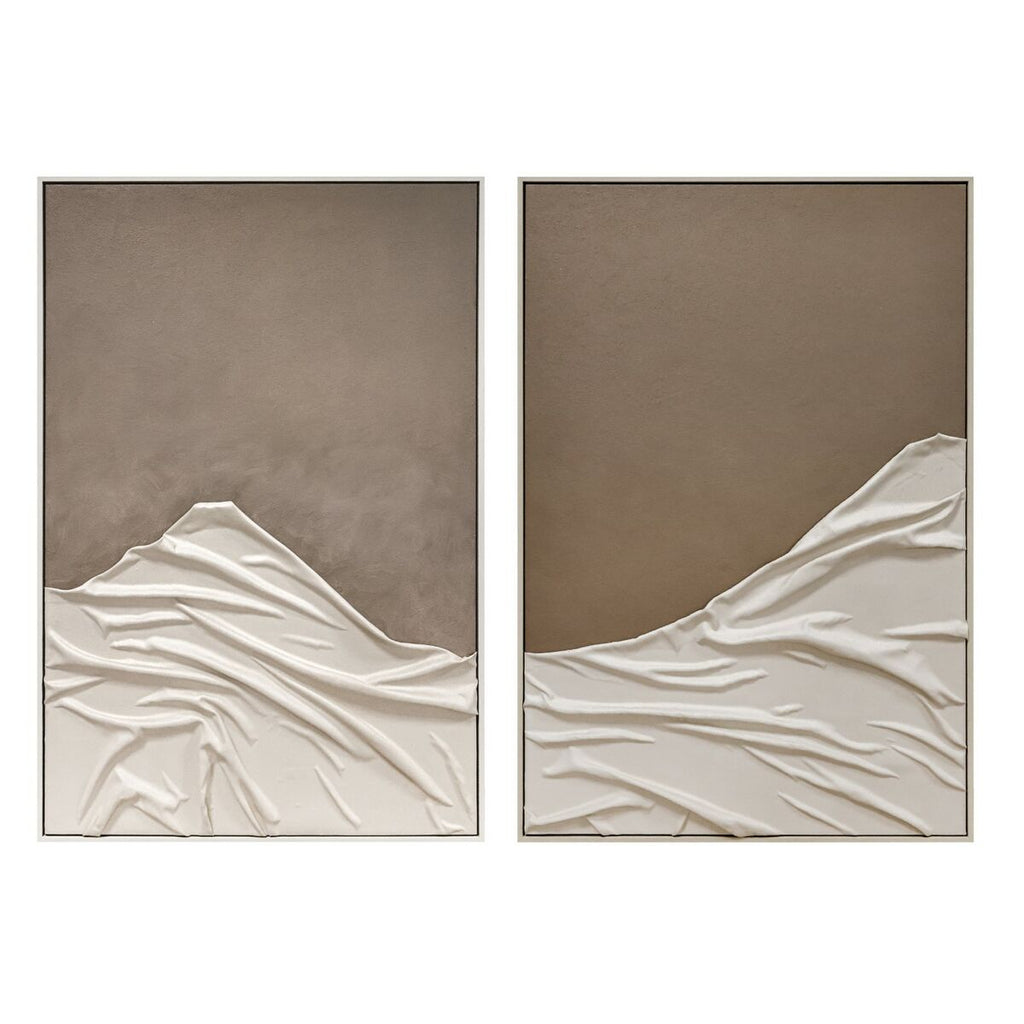Cuadro 3D urbano blanco y beige de poliestireno, 83 x 4 x 123 cm