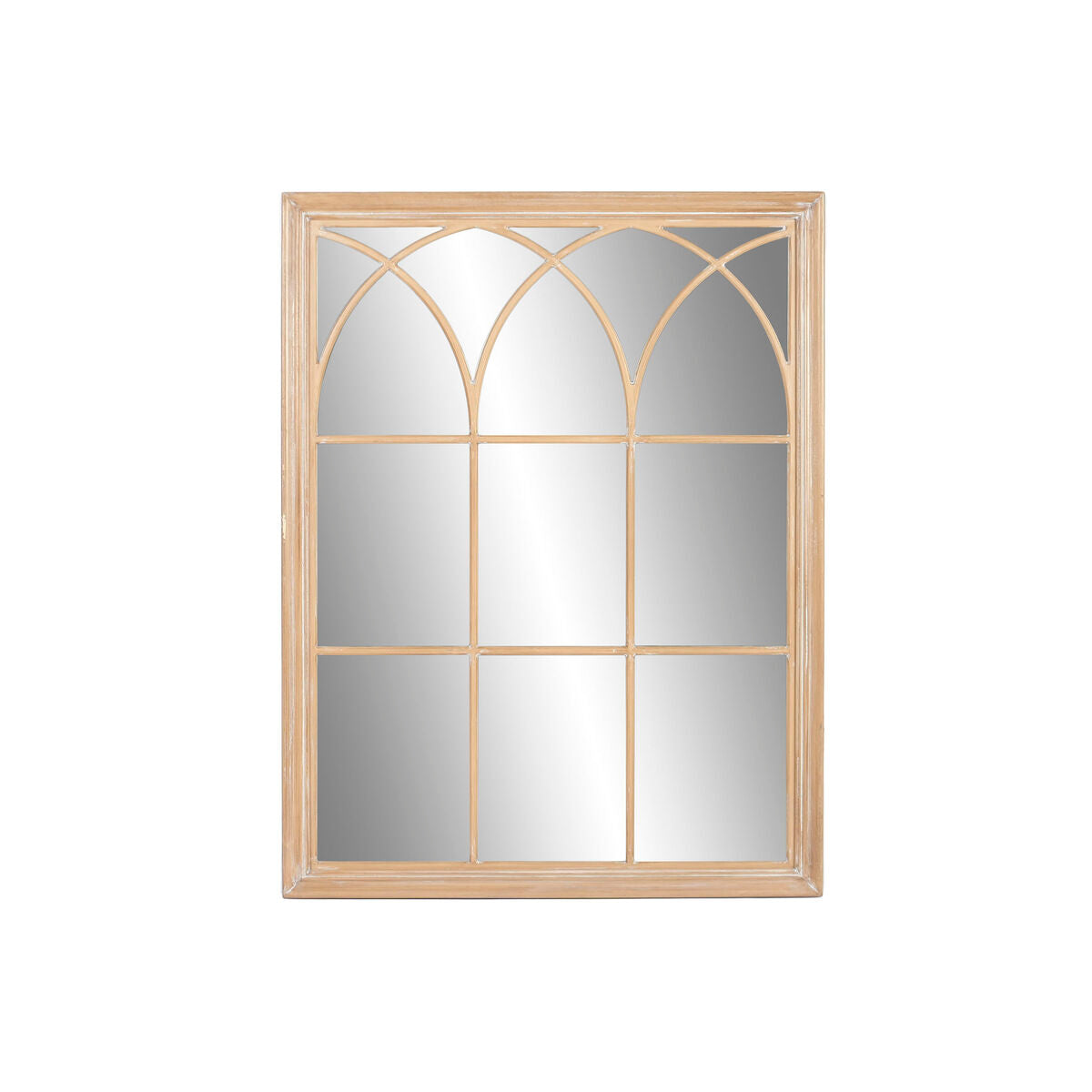 Espejo de pared tipo ventana en madera natural