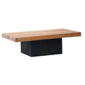 Mesa de centro hecha a mano negra y natural, madera reciclada