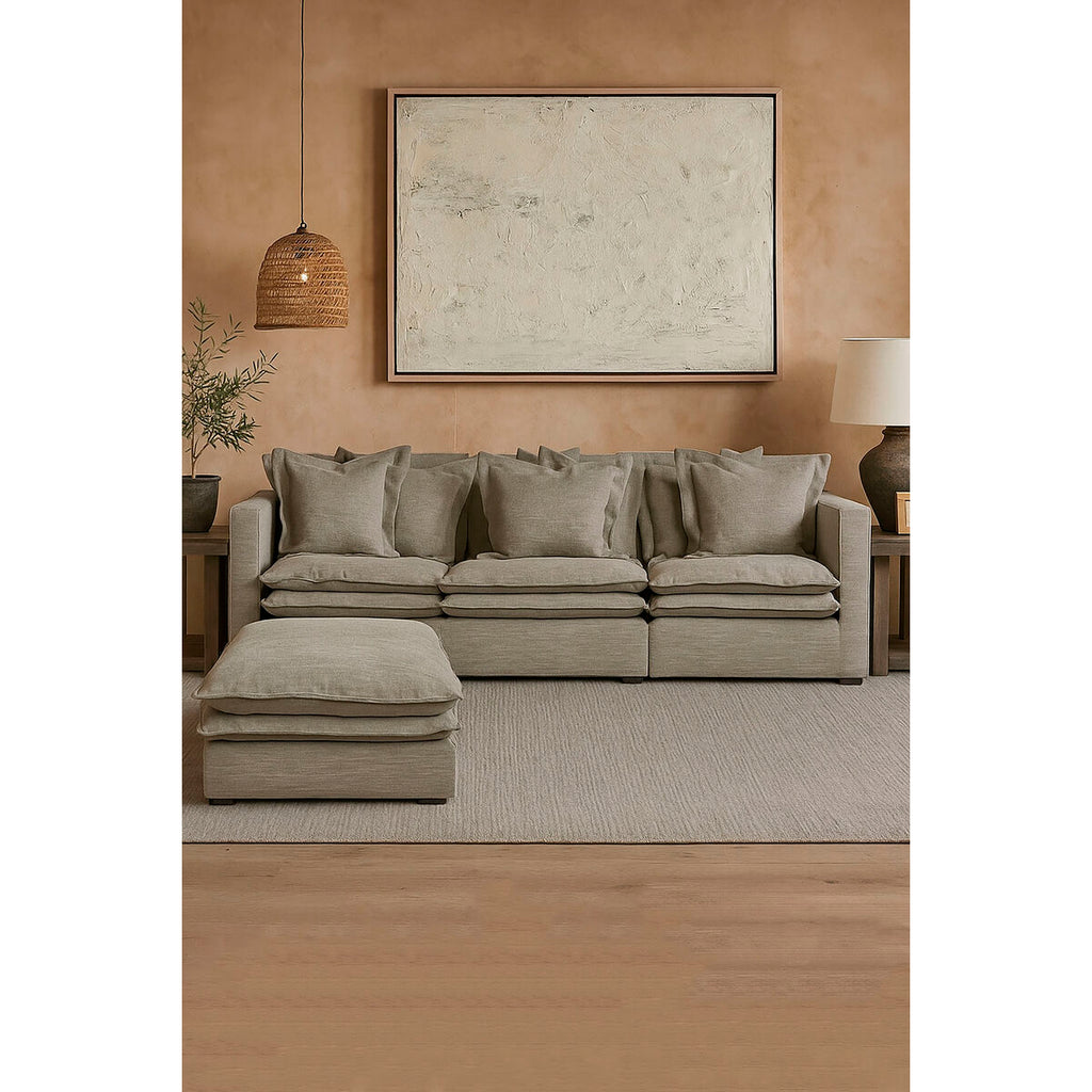 Módulo de sofá de poliéster en verde y arena, 110 x 110 cm — imagen 2