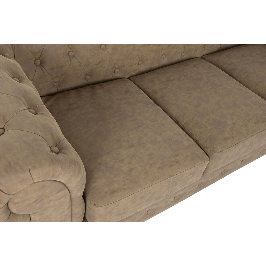 Sofá vintage de madera y poliuretano, marrón, 199x82x76cm — imagen 2