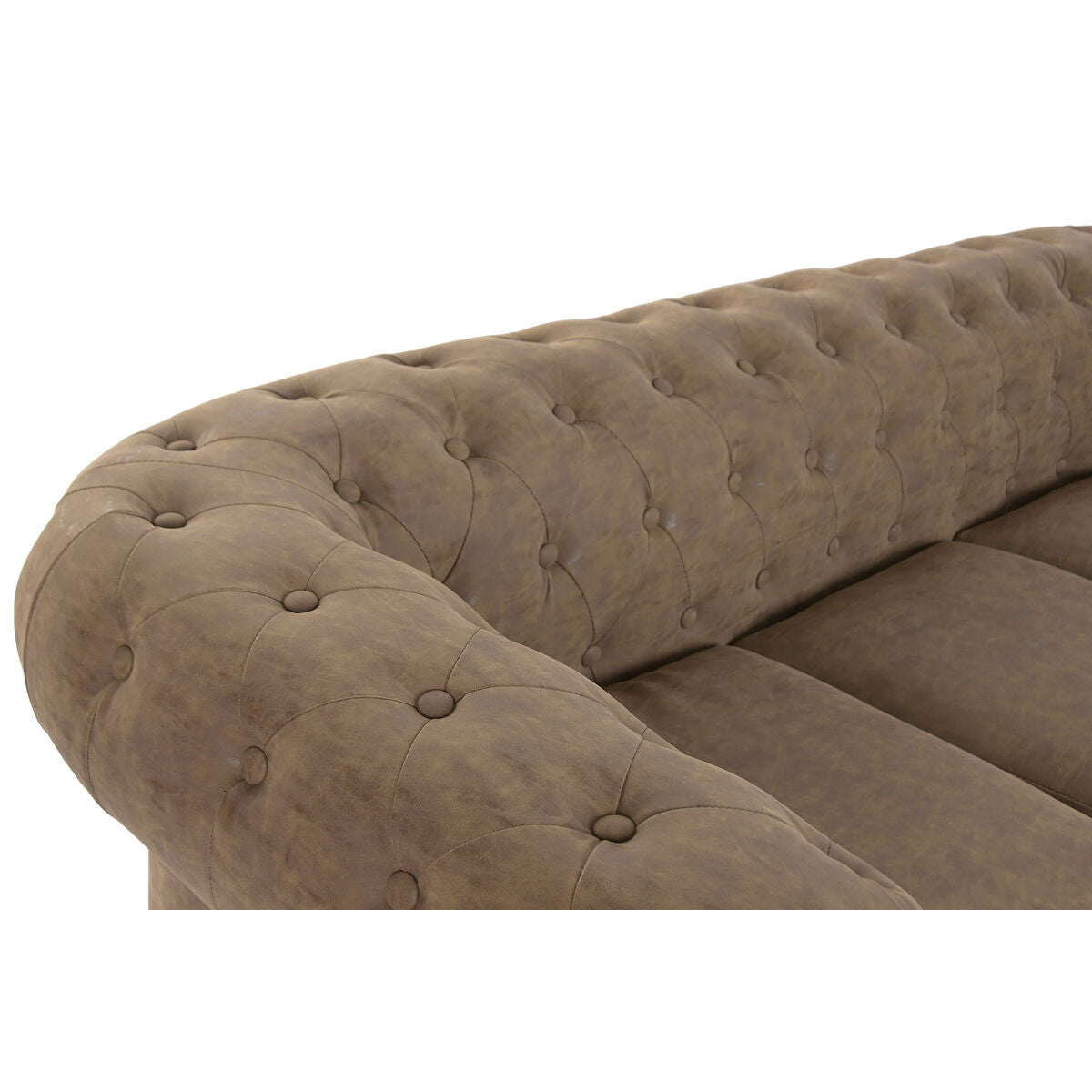 Sofá vintage de madera y poliuretano, marrón, 199x82x76cm — imagen 3