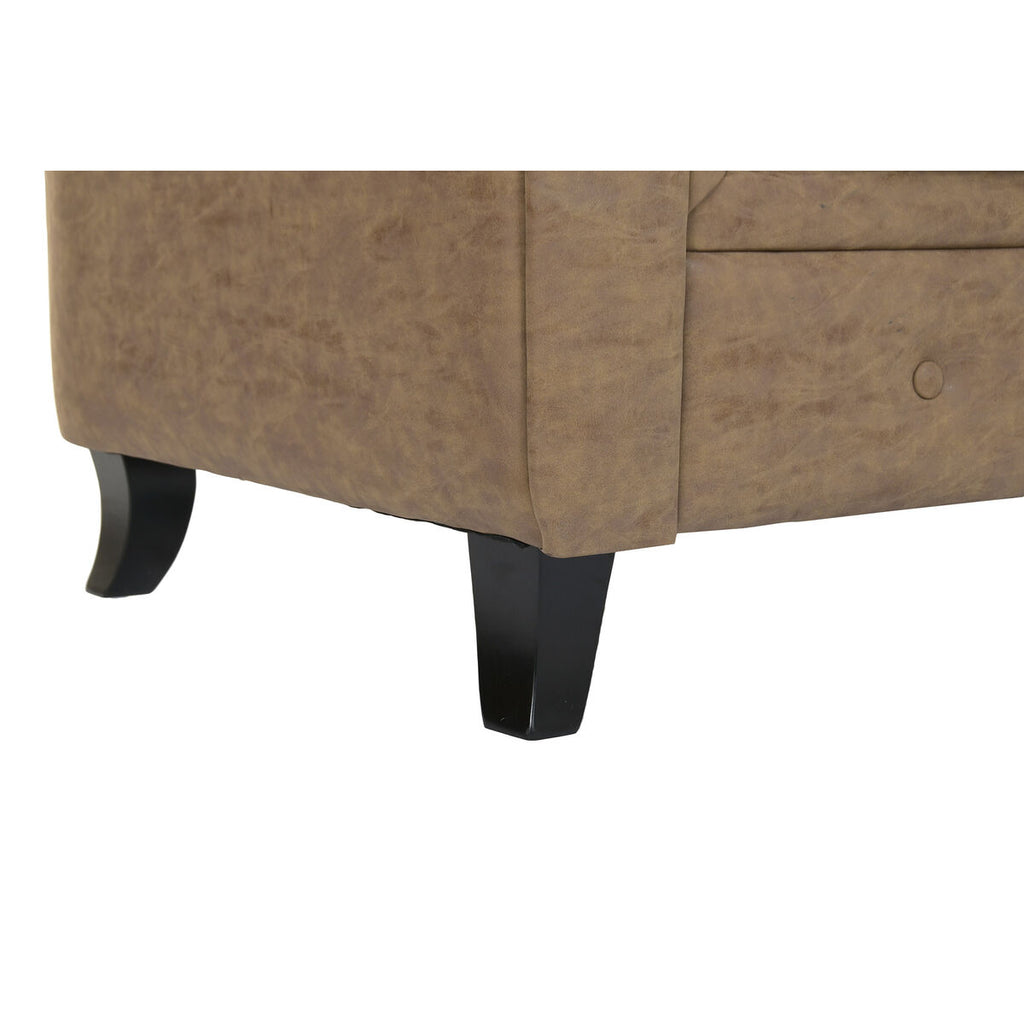 Sofá vintage de madera y poliuretano, marrón, 199x82x76cm — imagen 4